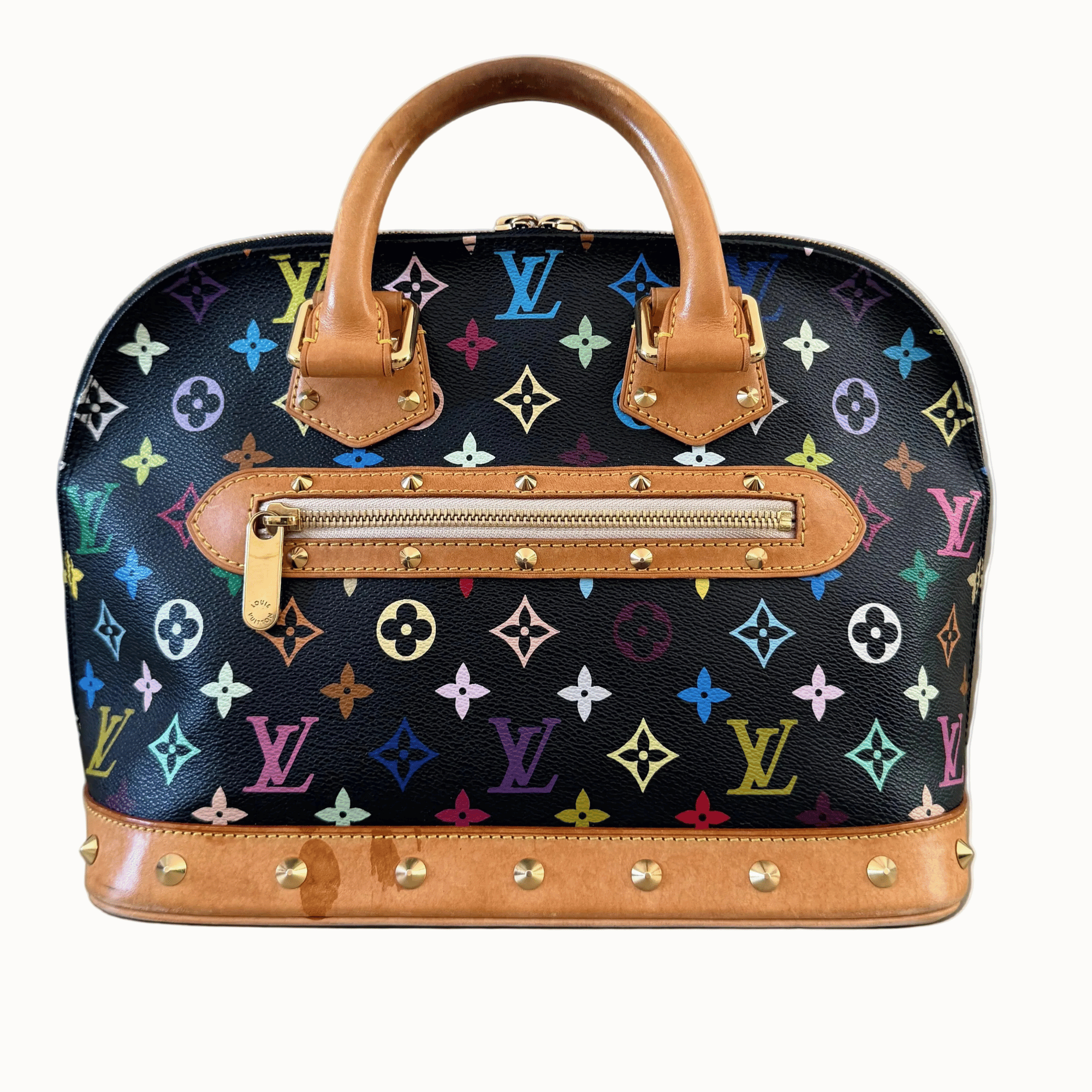 Vintage Louis Vuitton Alma Monogram Multicolor Coated Canvas and Vachetta Leather