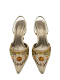 sequin beige kitten sling backs