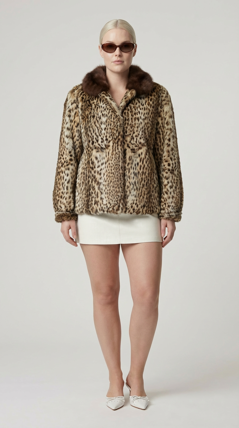 Leopard Print Rabbit Fur Coat