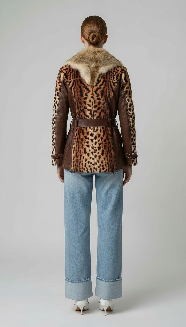 Leopard Print Fur Leather Jacket