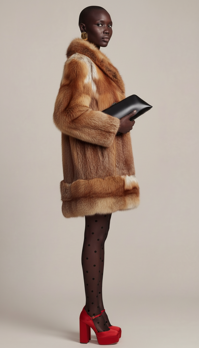 Natural Red Fox Fur Coat