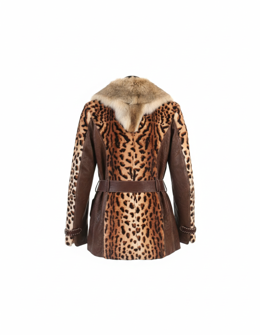 Leopard Print Fur Leather Jacket