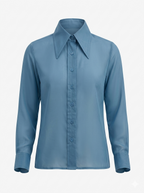 Azure Silk Button-Down