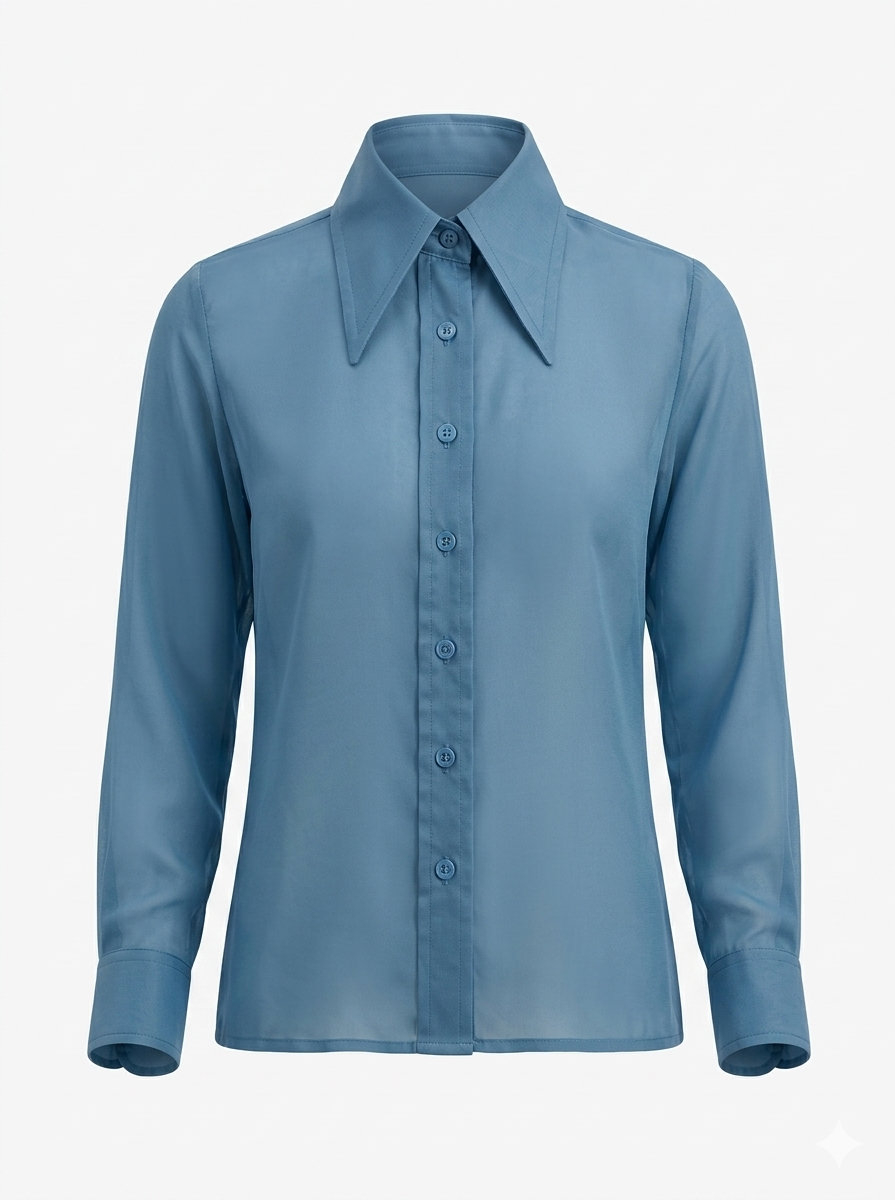 Azure Silk Button-Down
