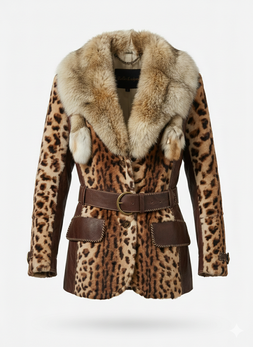 Leopard Print Fur Leather Jacket
