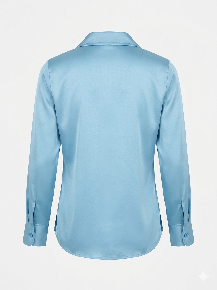 Azure Silk Button-Down