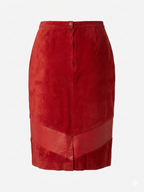 Red Midi Suede skirt