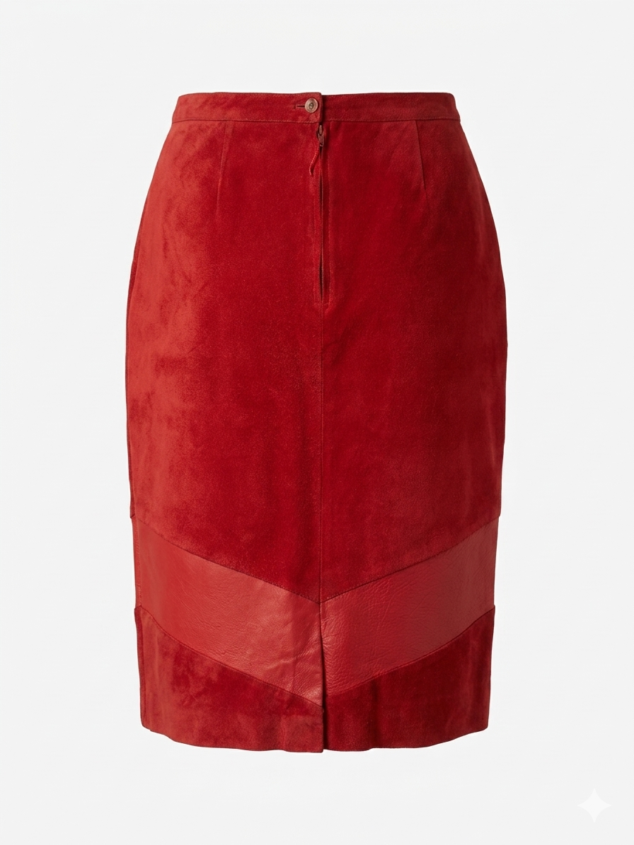Red Midi Suede skirt