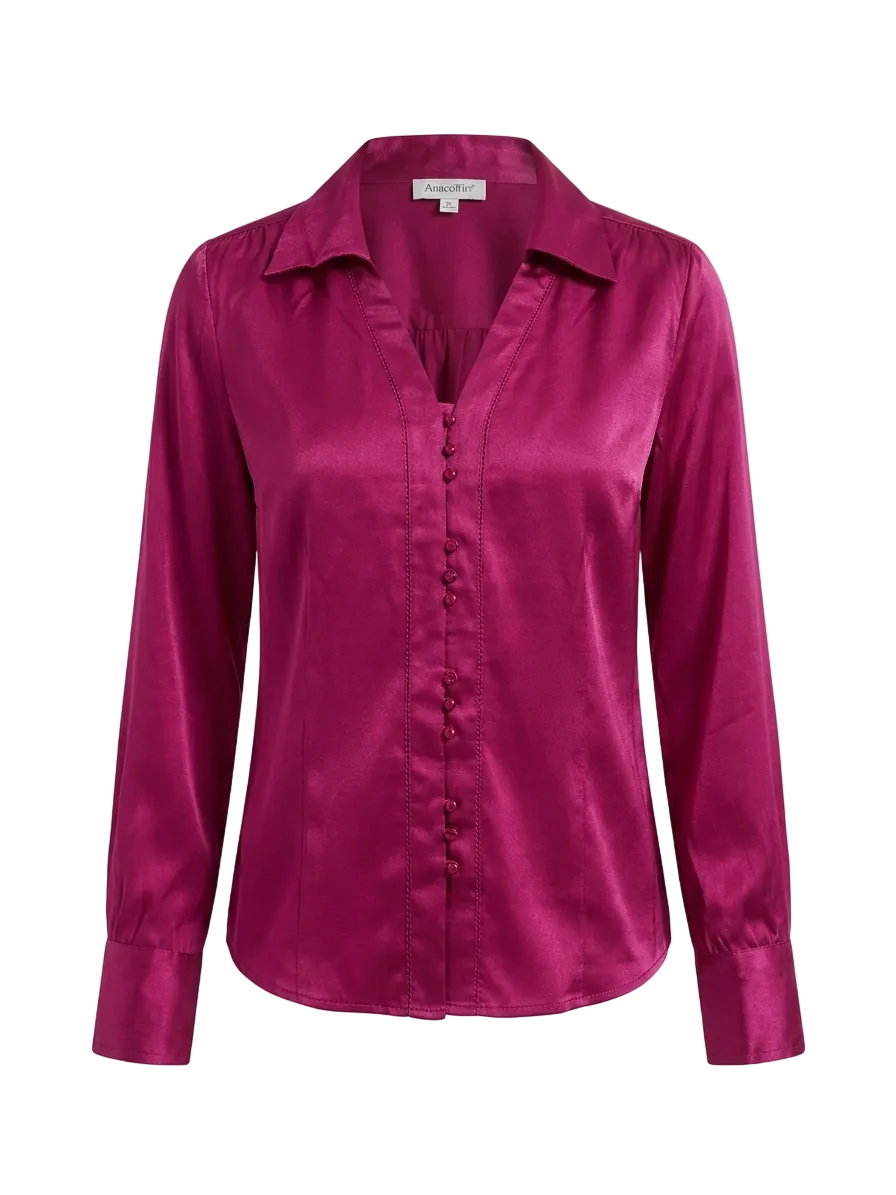 Fuchsia satin shirt with buttons attachment