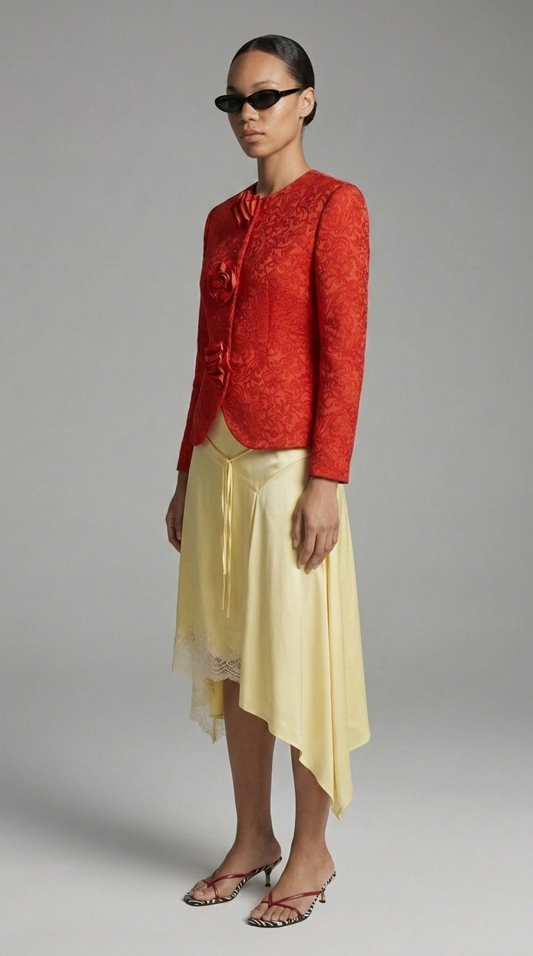 Red Floral Brocade Jacket