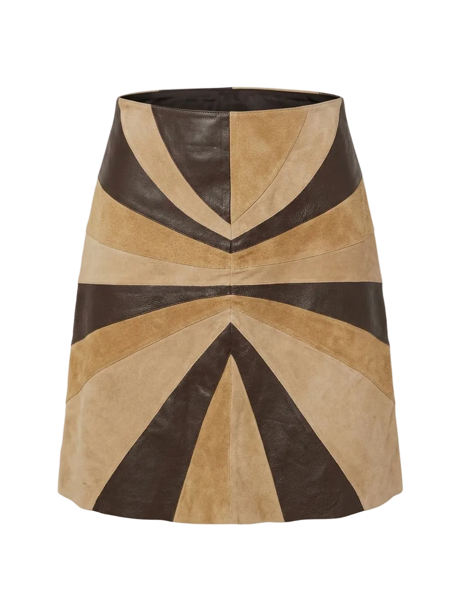 Skirt with brown and beige color pattern on a white background
