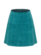 Teal blue suede leather skirt