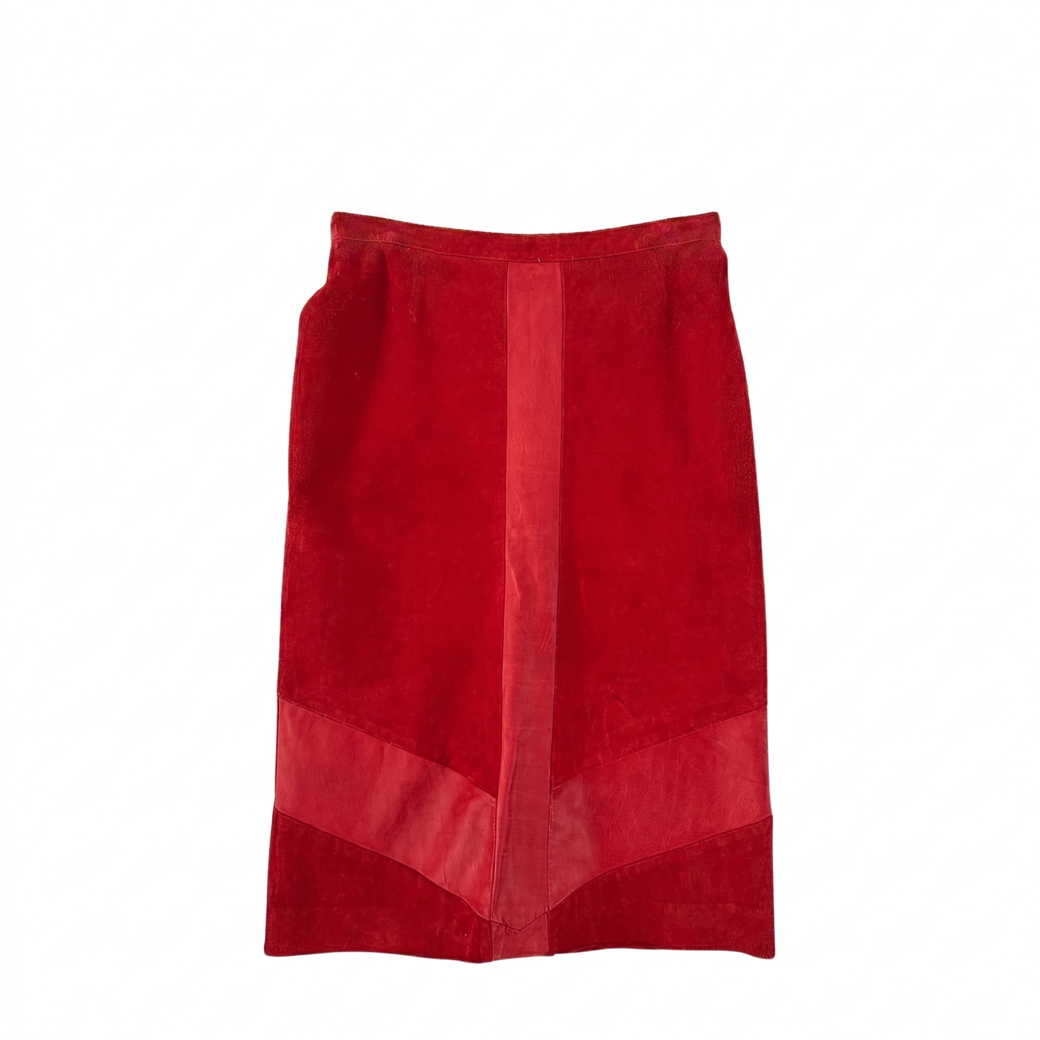 Red Midi Suede skirt