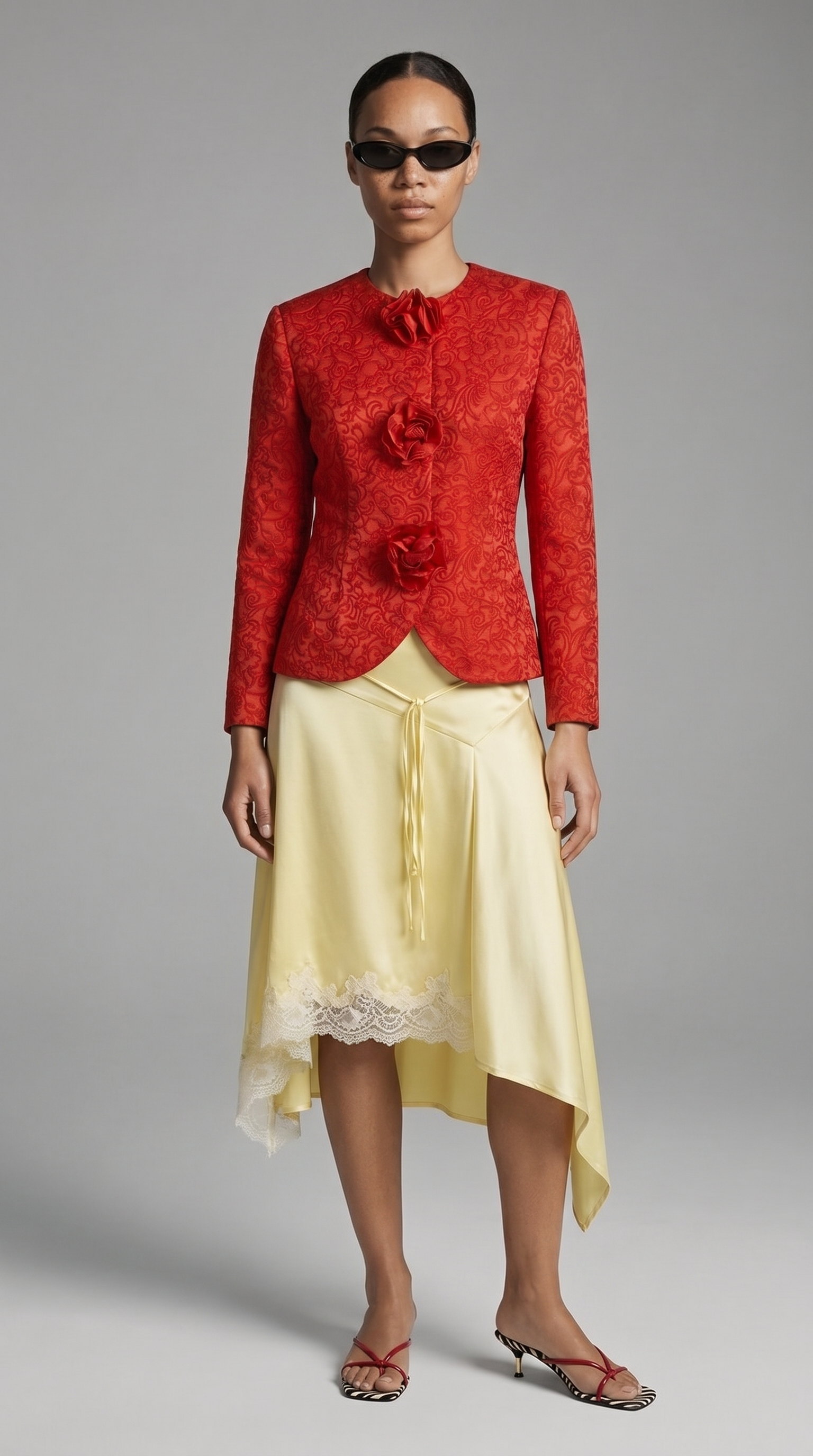 Red Floral Brocade Jacket