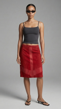 Red Midi Suede skirt