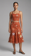 Burnt Orange Silk Two-Piece Set