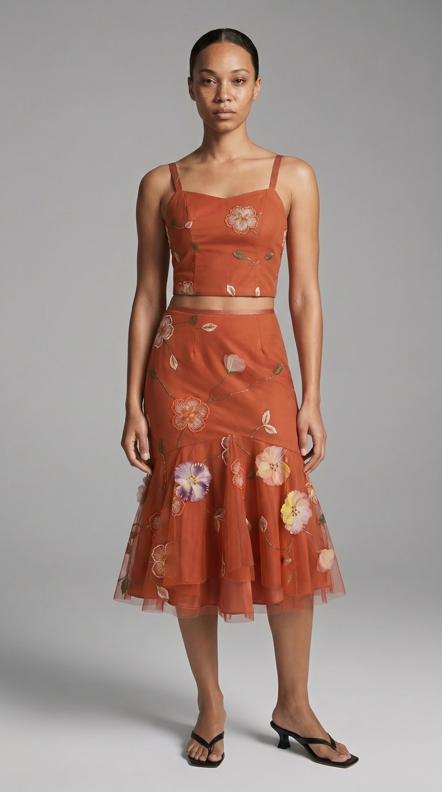 Burnt Orange Silk Two-Piece Set