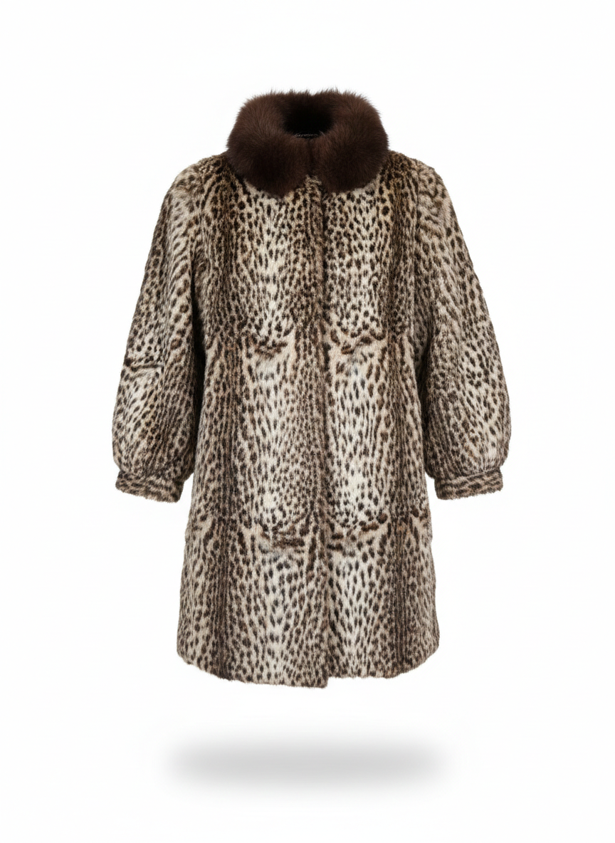 Leopard Print Rabbit Fur Coat