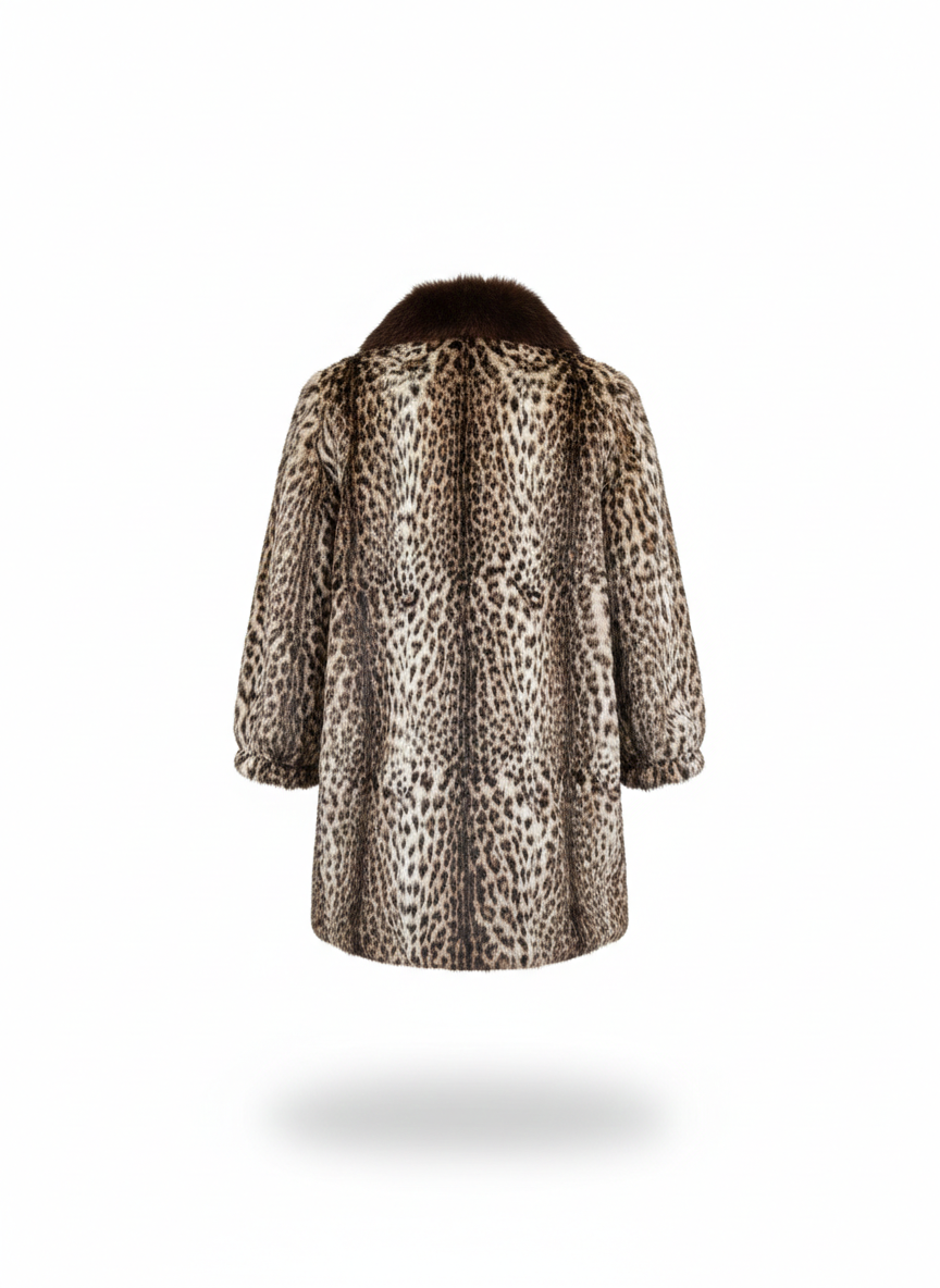 Leopard Print Rabbit Fur Coat